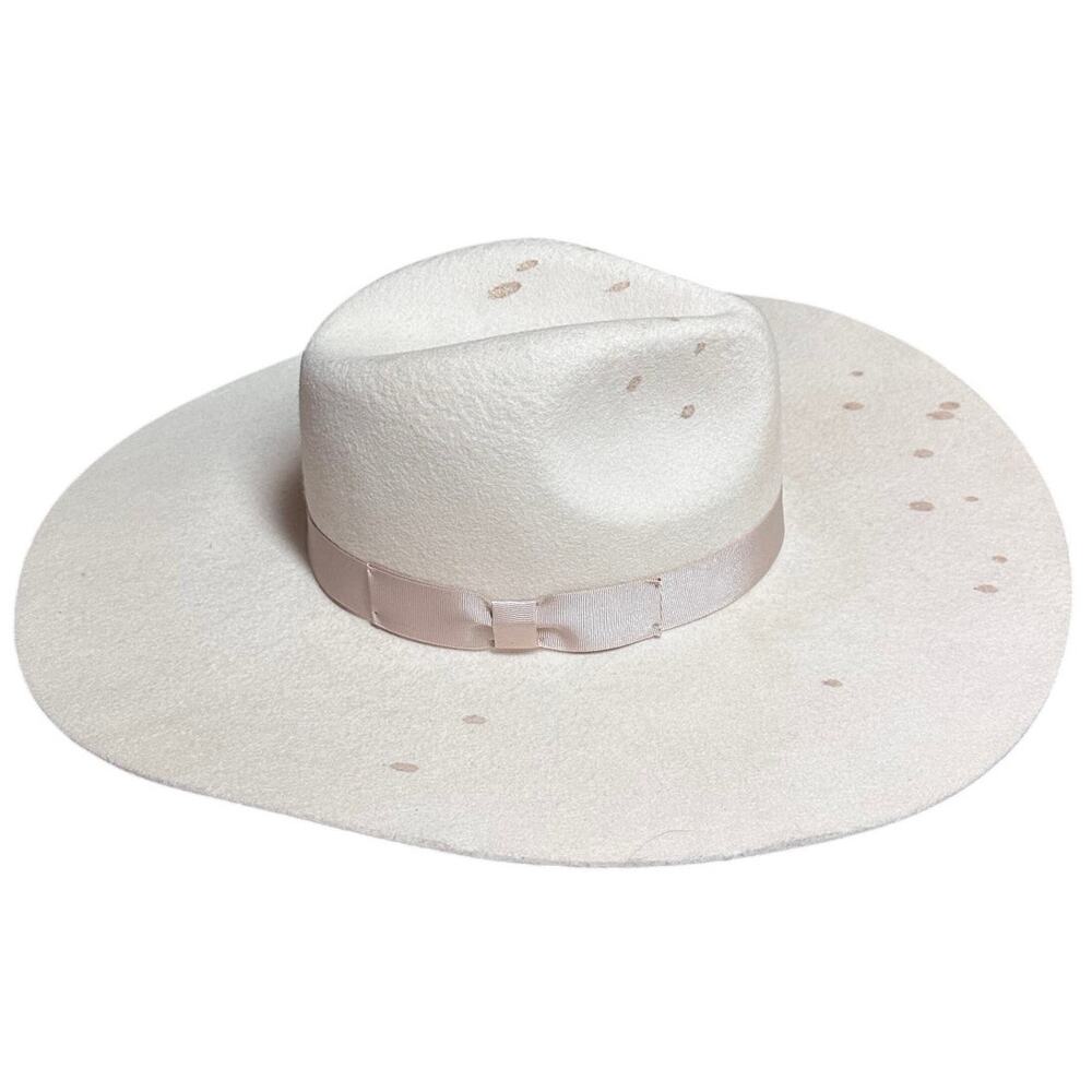 Lack of Color Speckled White Wool Rancher Fedora Hat Medium 57cm EUC Coachella M - Picture 6 of 6